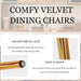 Velvet Dining Chairs Set of 2, Modern Dining Room Chairs with Gold Metal Legs, Upholstered Kitchen Armless Chairs,Comfy Vanity Chairs for Living Room -White