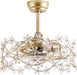 20" Gold Fandelier Ceiling Fan with Light, Flower Crystal Chandelier Ceiling Fan with Light and Remote Control, Modern Caged Enclosed 6 Speeds for Girl'S Bedroom, Nursery, Living Room