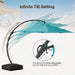 Outdoor Patio Umbrella with Base, 11 FT Deluxe Curvy Cantilever Umbrella Heavy Duty Offset Hanging Umbrella with 360° Rotation for Market, Pool, Garden, Backyard, Deck (Turquoise Blue)