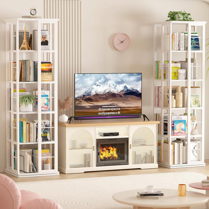 White 360 Degree Rotating Corner Bookshelf Display