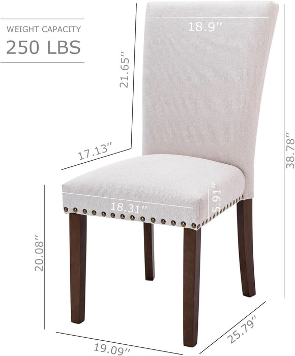 Upholstered Dining Chairs Set of 4, Parsons Style Linen Beige Accent Chairs with High Back, for round Kitchen Table or Small Dining Room – Comfortable & Stylish