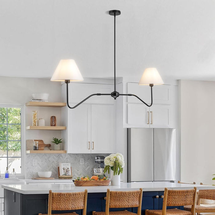 FiftyFiveInch MatteBlack DualHead Linear Chandelier