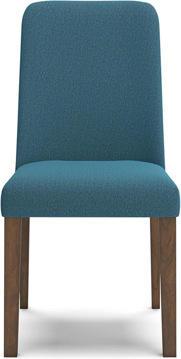 Lyncott Contemporary Dining Room Upholstered Side Chair with Foam Cushion, 2 Count, Blue & Brown