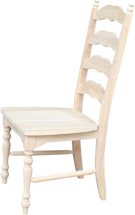 Set of 2 Maine Ladderback Chairs Dining/Kitchen/Study/Balcony, Solid Wood, Parawood Construction, 42.1"H, Ready to Paint or Stain in Any Color, Unfinished
