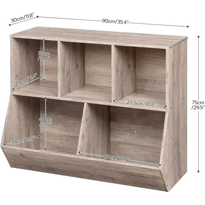 Kids Bookshelf, Bookcase Footboard, Toy Storage Cubby, Children'S Toy Shelf, 35.4" L Toy Storage Cabinet, Fit for Children'S Room, Playroom, Hallway, Kindergarten, Greige BG32CW01