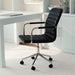 Taytum Swivel Task Chair with Armrests for Home Office in Black Faux Leather with Polished Nickel Frame