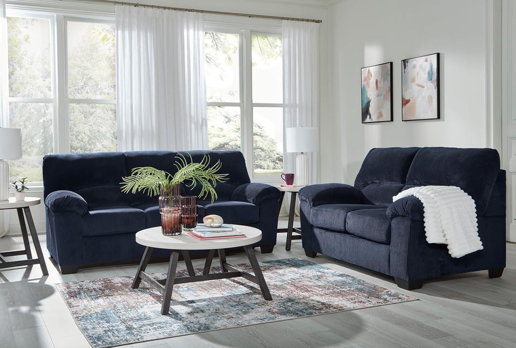 Blue Corduroy Contemporary Sofa For Comfortable Living