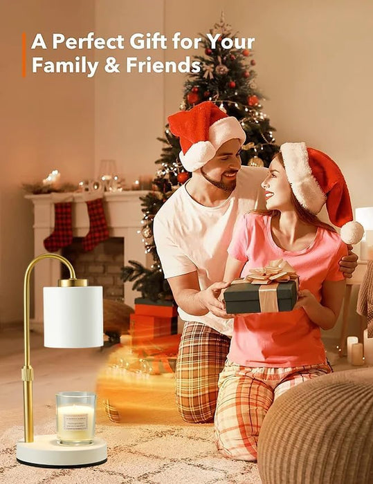 Candle Warmer Lamp with Timer & Dimmer, Height Adjustable Electric Wax Melt Warmer for Jar Candles, Gifts for Mom Home Decor, White Gold