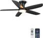 Ceiling Fan with Lights, 46" Flush Mount Ceiling Fans Remote/App Control - Dimmable, Quiet DC Motor, Indoor Ceiling Fans for Bedroom Kitchen, Black
