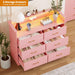 6 Drawer Dresser for Bedroom - 47.2” Wide Double Chest of Drawers with LED Light and Charging Station, Modern Large TV Stand Cabinet Organizer with Open Shelf for Living Room, Entryway, Hallway, Pink