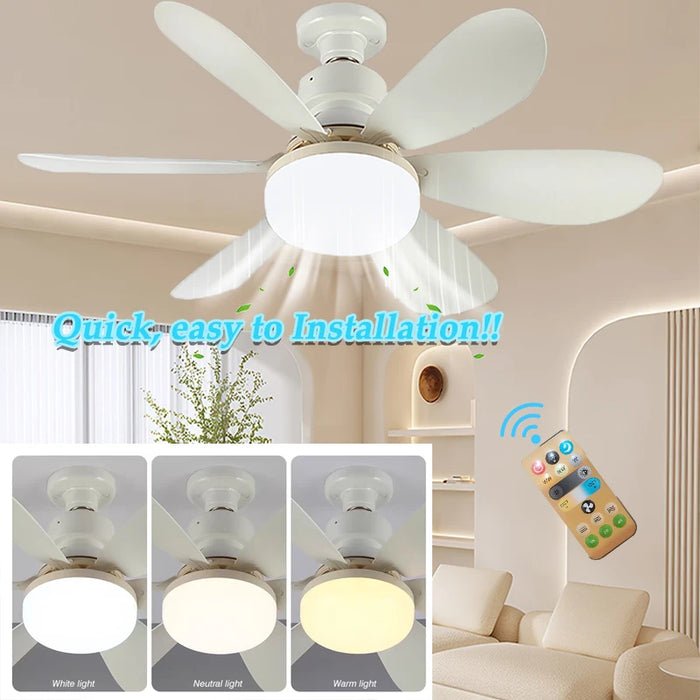 LED 30W Ceiling Fan Light E27 with Remote Dimming Function Suitable for Living Room Study and Home Use 85-265V