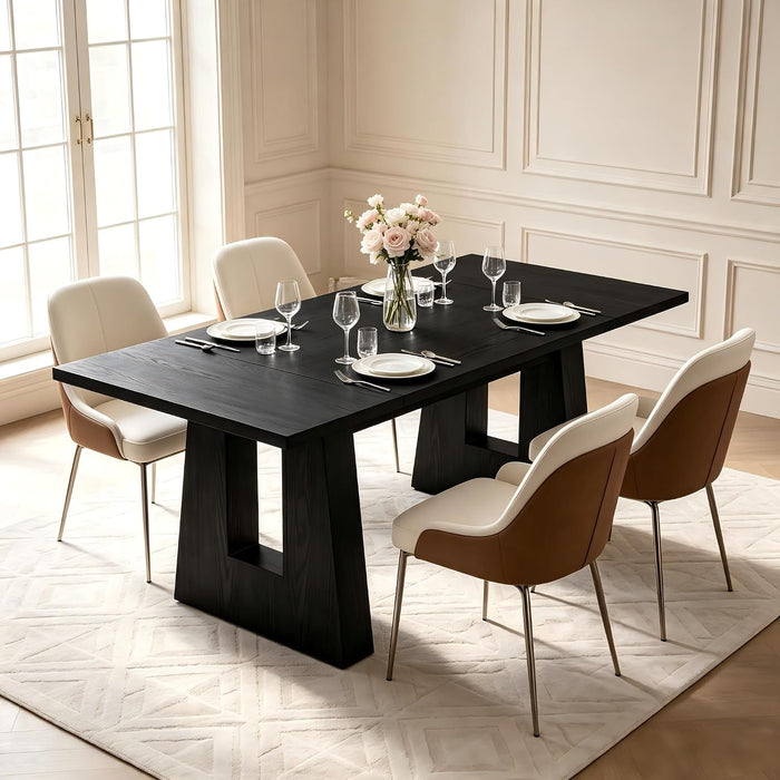 63" Dining Table for 4-6 People, Modern Kitchen Table, Black