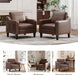 Mid-Century Modern PU Leather Accent Chair Set of 2, Chocolate Brown with Removable Cushions