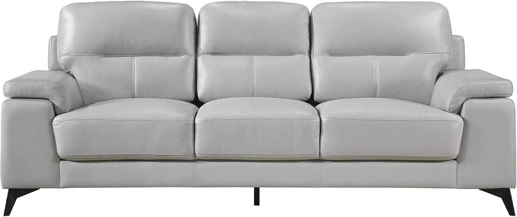 89" Leather Sofa, Silver Gray