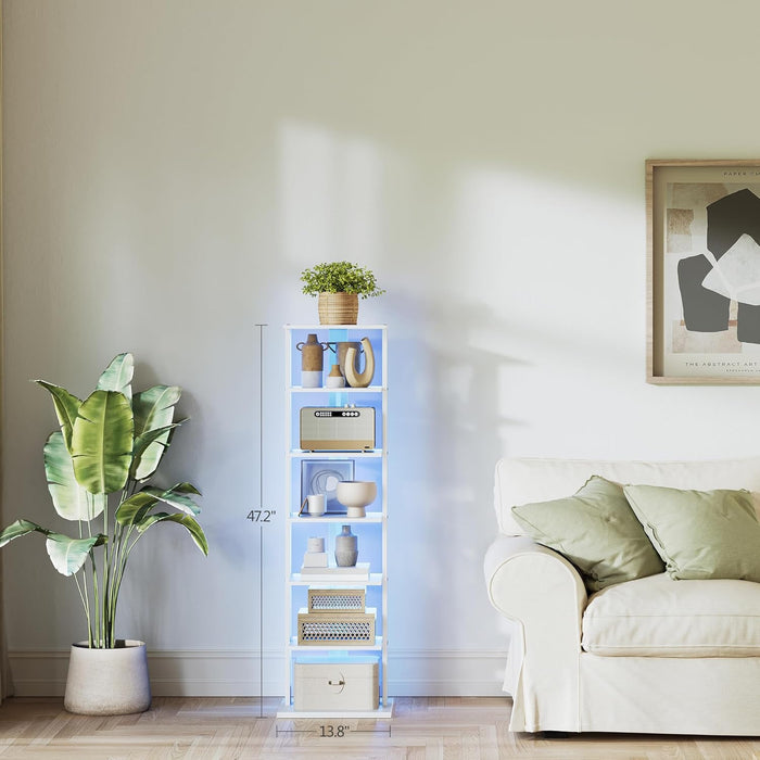 FortySevenInch White LED Bookcase With Ambient Lights