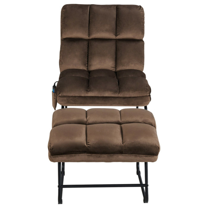 Velvet Massage Recliners with Ottoman Remote Control and Side Pocket