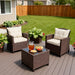 3 Piece Wicker Patio Furniture Set - Outdoor Rattan Conversation Set with Soft Cushions & Glass Coffee Table for Balcony, Porch, Small Backyard - All Weather Beige Bistro Set, Beige