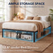 Queen Bed Frame 11 Points Support Metal Platform Bed with Storage Space