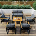6 Pieces Outdoor Patio Furniture Set, Modern Metal Balcony Furniture with Plastic-Wood Coffee Table, All-Weather Patio Conversation Set with Thick Cushion for Balcony, Porch, Gray