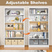 Bookcase, 5 Shelf Bookcases for Books, Garage Kit, Cds, Toys, Bookshelves and Bookcases for Home Office Library Living Room, Metal Book Case with Adjustable Shelves