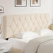 Tufted Upholstered Headboard Queen Size, with 6 Adjustable Height from 39.8" to 49.8", Button Diamond Design, Easy Assembly, Cream Beige