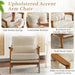 Beige Linen Upholstered Armchair SetOf2 Mid Century