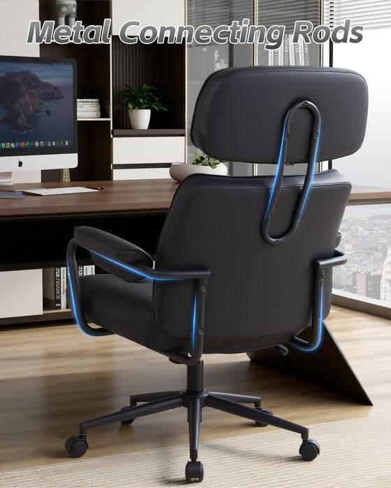 Mid Century Modern Home Office Desk Chair Comfy, Office Chair Big and Tall