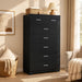 47.3" Tall Dresser with Charging Station Wooden 7 Drawer Dressers for Bedroom Chest of Drawers with Sliding Rails for Home Office Entryway Black