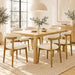 Wooden Dining Chairs Set of 4,Farmhouse Kitchen Chairs with Curved Back,Modern Fabric Upholstered Chairs for Dining Room,Soft Beige