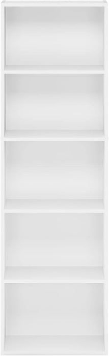 52-Inch Slim White Bookcase Featuring Open Shelves