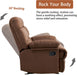 Overstuffed Rocking Recliner Sofa for Adults