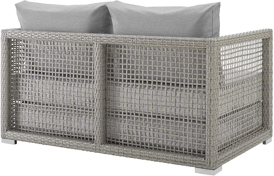 Aura Outdoor Patio Wicker Rattan, Loveseat, Gray Gray