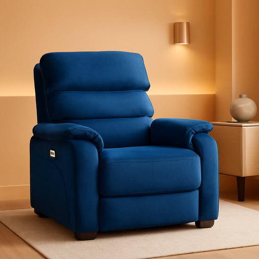 Zero Wall Hugger Power Recliner Chair for Adult ST257 (Navy Blue)