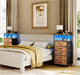 Nightstand Dresser Featuring LED Lights Rustic Brown