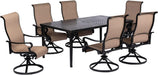 Brigantine 7-Piece Outdoor Dining Set, Weather-Resistant Patio Dining Set for 6 with Rectangular Table and Sling Swivel Rockers for Backyard, Patio, Deck, Porch, Pergola, Poolside