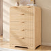 Fluted 6 Drawer Dresser for Bedroom - 43" Tall Dresser Chest of Drawers, Fluted Dresser for Bedroom, Metal Handle,Wood Dresser for Living Room, Bedroom, Entryway, Hallway（Light Wood）