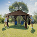 CROWN SHADES Gazebo 10X10 Pop up Canopy with Mosquito Netting, Screen Tent with 4 Ropes, 8 Stakes, 4 Sandbags and Wheeled Storage Bag, Canopy for Patio & Backyard Parties,Camping&Events -(Coffee)