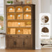 73.2" Tall Farmhouse Arched Bookshelf with Drawer and Door, 6 Tier