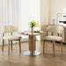 Wooden Dining Chairs Set of 2,Farmhouse Kitchen Chairs with Curved Back,Modern Fabric Upholstered Chairs for Dining Room,Beige