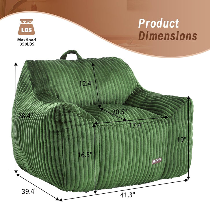 Giant Green HeavyDuty Orthopedic MemoryFoam BeanBagChair