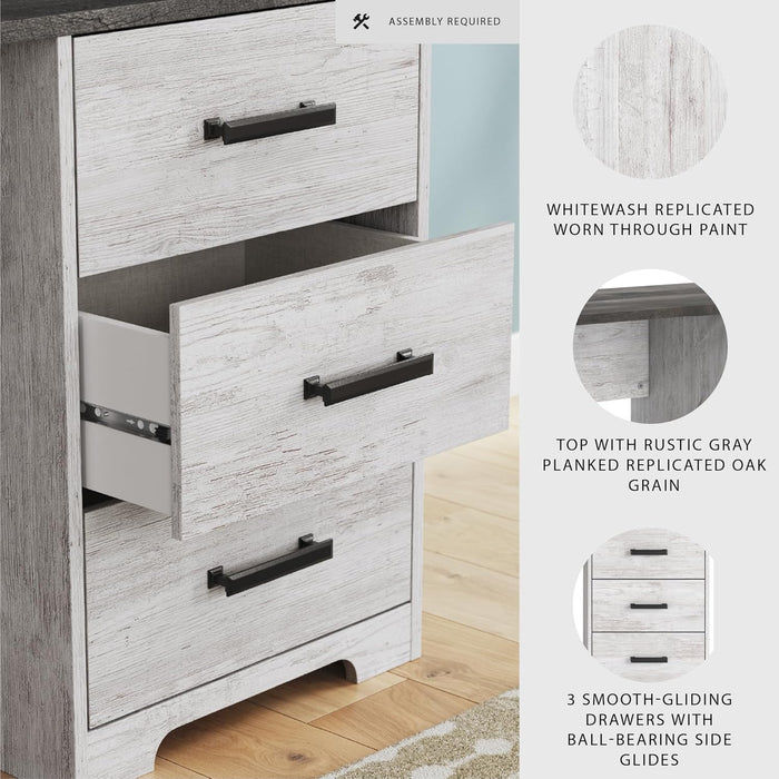 Signature Design by Ashley Shawburn Farmhouse 3-Drawer 54" Home Office Desk, White & Gray