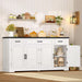 59" Buffet Cabinet with Storage, Sideboard Cabinet with 2 Adjustable Shelves & 3 Drawers, Coffee Bar Cabinet with 4 Doors for Living Room, White