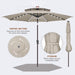Solar Patio Umbrella Outdoor with Centre Light, 9 Ft Taupe