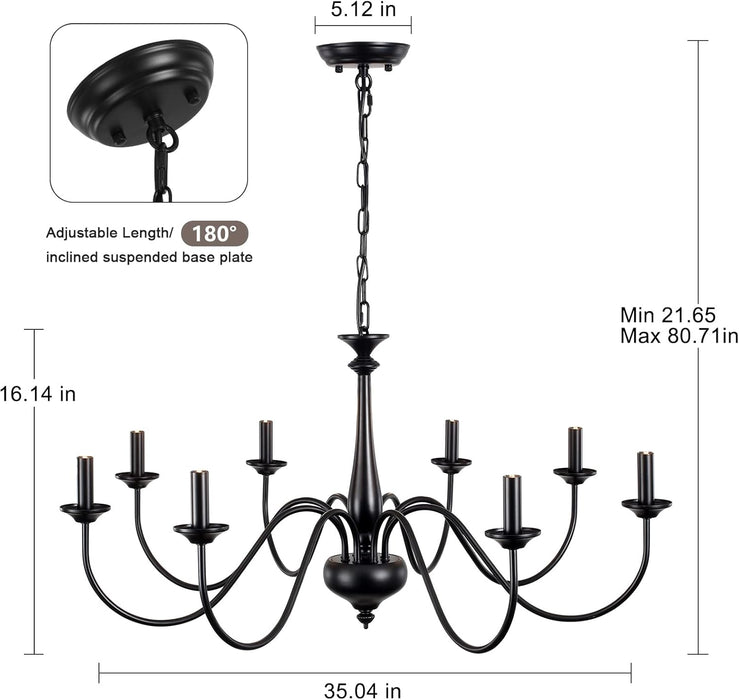 Black Farmhouse Eight Light Chandelier Dining Room