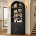 2 Pcs 84.2" Tall Arched Cabinets,Bookcase with Drawer Storage,Mid-Century Modern 6-Tier Bookshelf, 2 Book Risers and Adjustable Shelves Offering More Storage Space for Living Room,Kitchen, Black