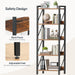 Bookshelf, 5-Tier Industrial Bookcase, Book Shelf Storage Organizer, Tall Bookshelf with Metal Frame for Living Room, Bedroom, Home Office, Kitchen, Rustic Brown and Black BF73SJ01