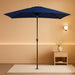 6.5 Rectangular Patio Umbrella Outdoor Deck Umbrella Rectangle Navy | 6 Ribs Frame Rush-Button Tilt Easy Crank. UPF50+ Waterproof Canopy. Works with Outdoor Table, Backyard, Pool.