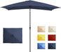 6.5 Rectangular Patio Umbrella Outdoor Deck Umbrella Rectangle Navy | 6 Ribs Frame Rush-Button Tilt Easy Crank. UPF50+ Waterproof Canopy. Works with Outdoor Table, Backyard, Pool.