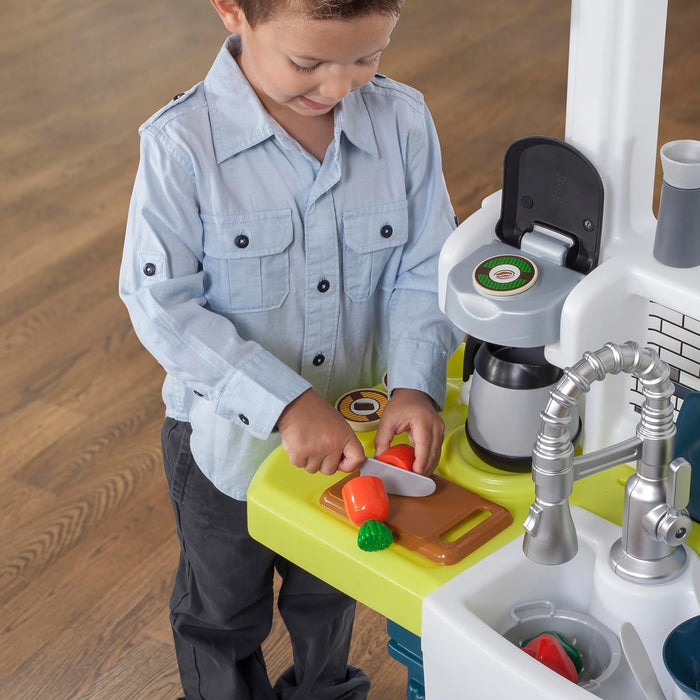 Elegant Edge Kids Kitchen Playset, Indoor/Outdoor Kitchenette, Interactive Play with Lights and Sounds, Made of Durable Plastic, Includes 78 Piece Toy Accessories, for Toddlers 3+ Years Old