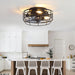 Farmhouse Caged Ceiling Fan with Light, Bladeless Flush Mount Fan Lights Ceiling Fixtures with Remote, 12 in 6 Speeds Indooor Lights for Kitchen, Living Room, Bedroom, Black